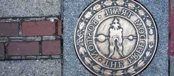 freedom trail red brick marker